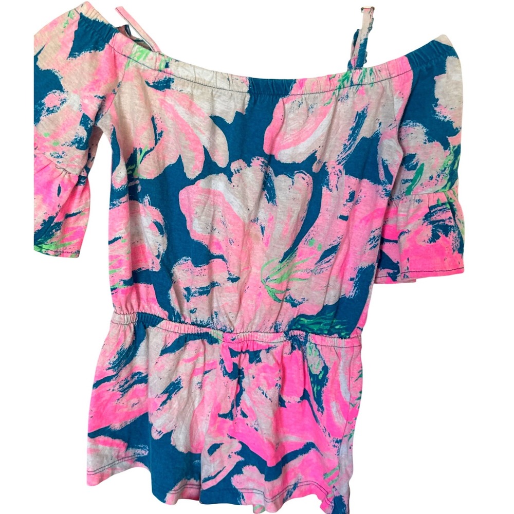 Lilly Pulitzer Girls Candice Romper "Flamenco Beach" floral print 2-3 years